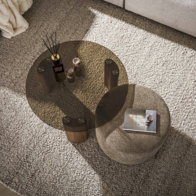 Salontafel Tinto pouf set van 2 / Brons glas