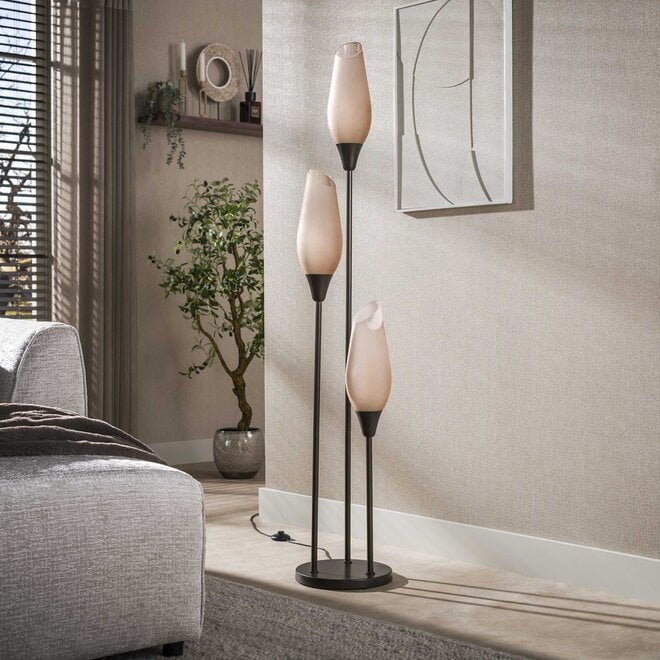 Vloerlamp Cocoon 3-lichts / Sienna bruin-frosted