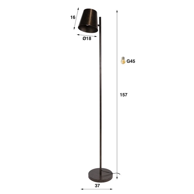 Vloerlamp Flex 1-lichts / Urban bruin