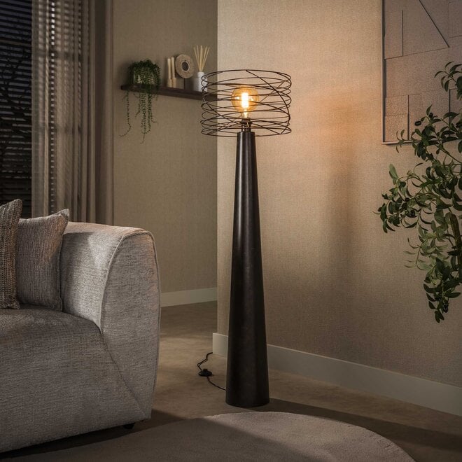 Vloerlamp Curl 1-lichts / Urban bruin
