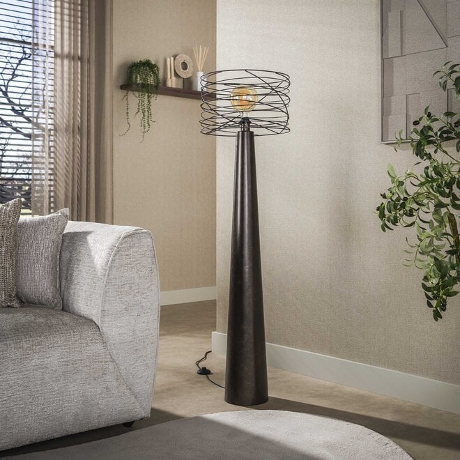 Vloerlamp Curl 1-lichts / Urban bruin