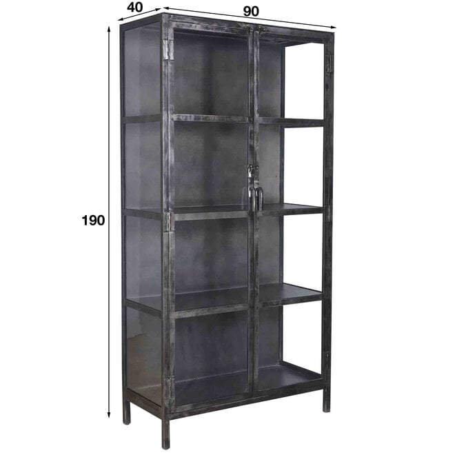 Vitrinekast Rift Metal 2 deuren / Gunmetal
