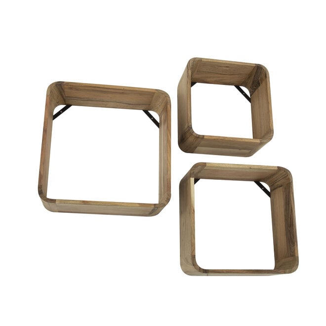Wandschap Box set van 3 / Massief acacia