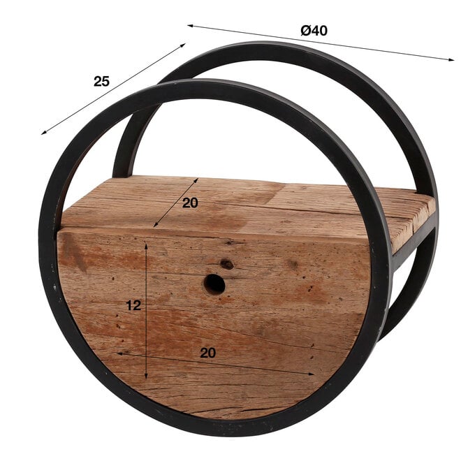 Wandschap Circular 1 lade Ø40cm / Robuust hardhout