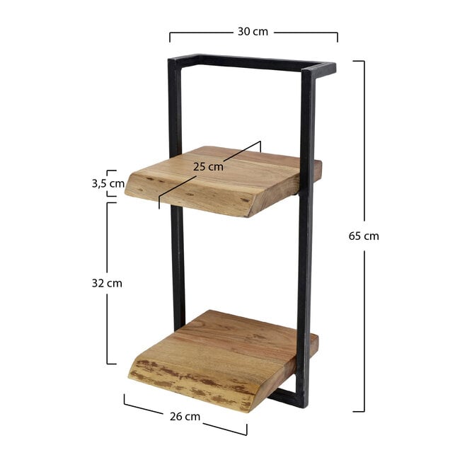 Wandplank Edge Frame 30x65cm hoog / Massief acacia