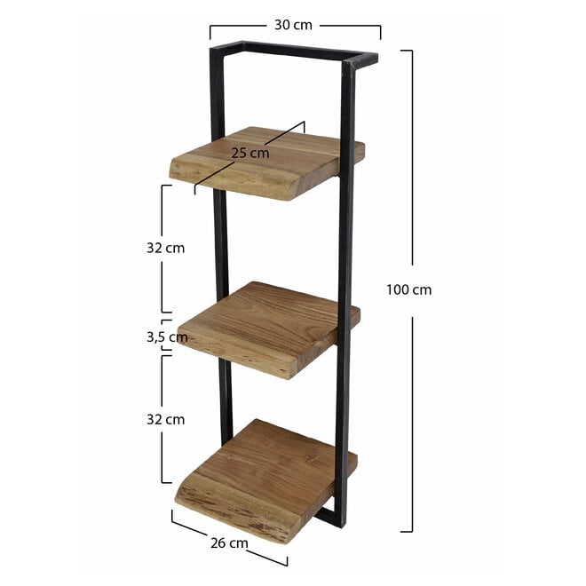 Wandplank Edge Frame 30x100cm hoog / Massief acacia