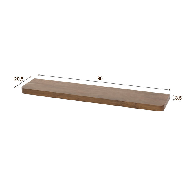 Wandplank Carve 90cm / Massief acacia bruin