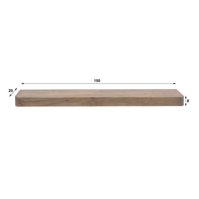 Wandplank Carve 150cm / Massief acacia bruin