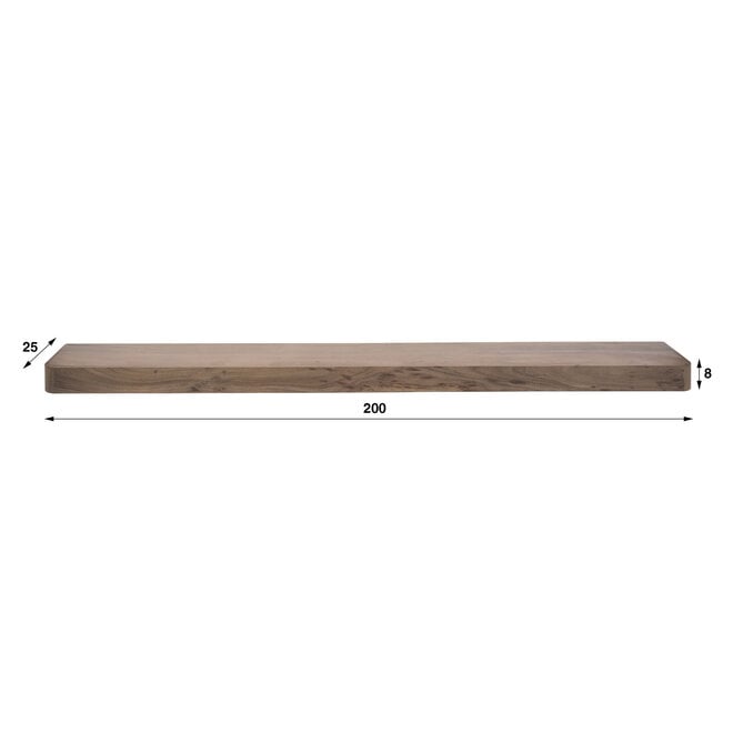 Wandplank Carve 200cm / Massief acacia bruin