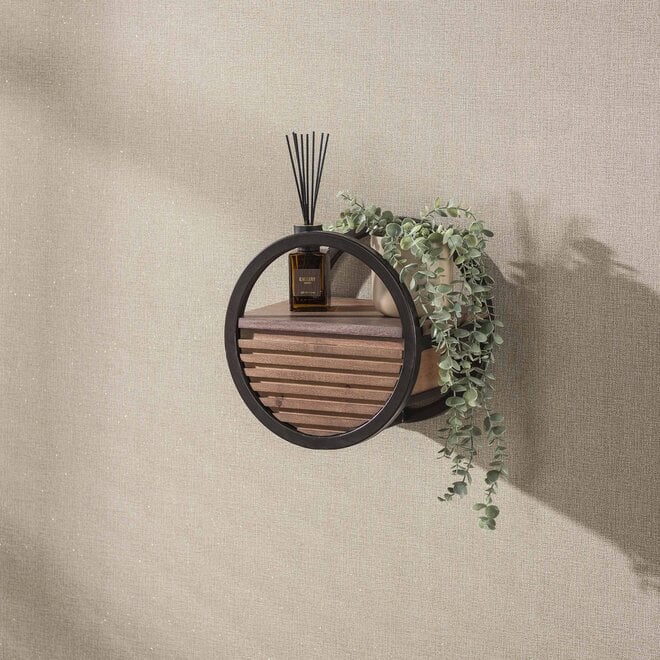 Wandschap Circular 1 lade Ø30cm / Massief acacia bruin