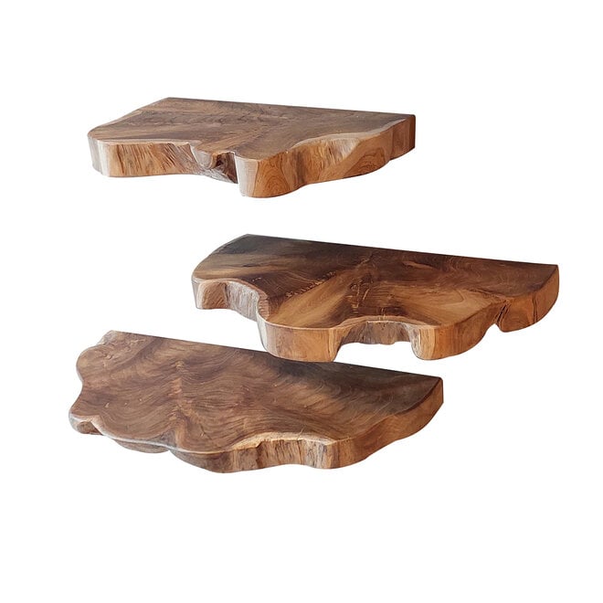 Wandschap Natural Line set van 3 / Massief teak