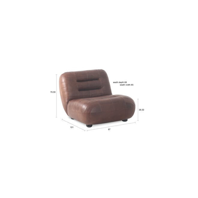 Lounge stoel Wyatt Wax Leer Chocolate