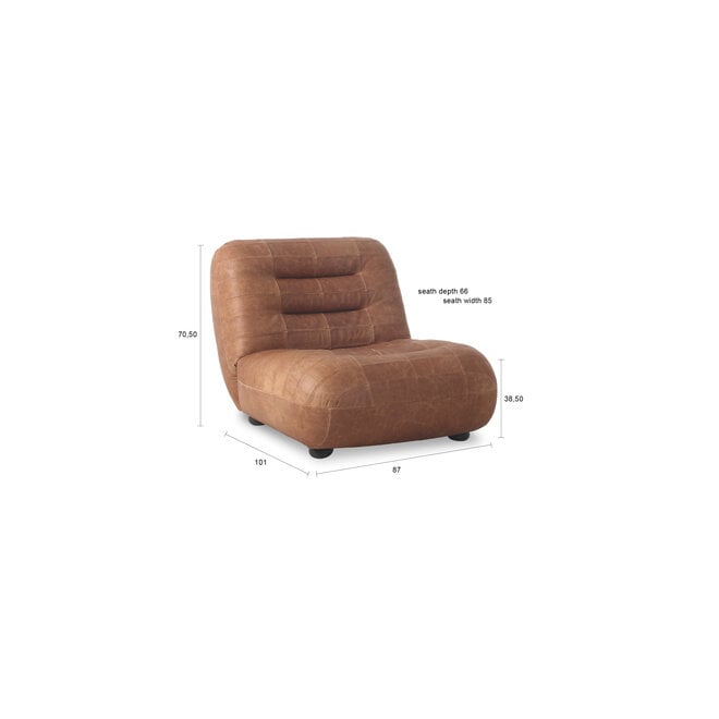 Lounge stoel Wyatt Wax Leer Cognac