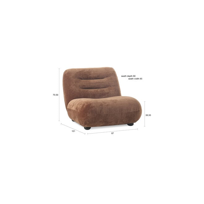 Lounge stoel Wyatt Velours Cognac