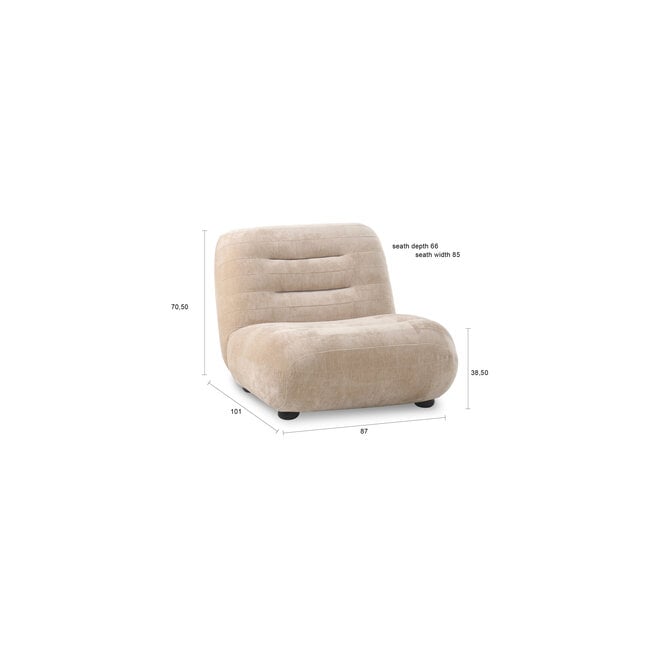 Lounge stoel Wyatt Velours Beige