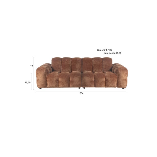 Bank Hackman 3-Seater Velours Cognac