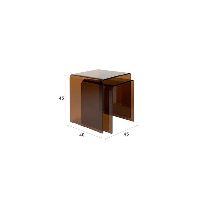 bijzettafel Vetro Set of 2 bruin