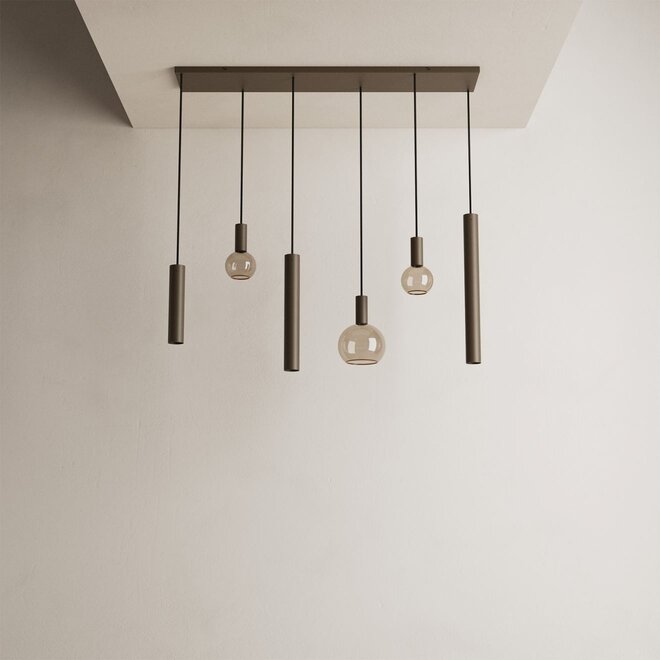 Hanglamp Riva Recht 120 cm – 6 lichts | Platinum