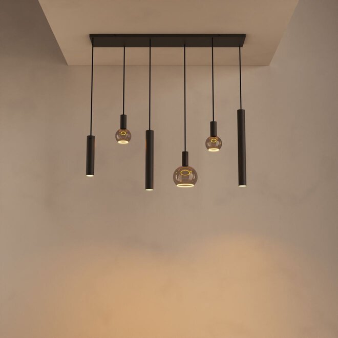 Hanglamp Riva Recht 120 cm – 6 lichts | Platinum