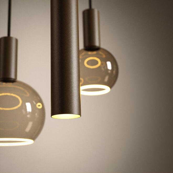 Hanglamp Riva ovaal - 8-lichts - 140 x 50 cm Platinum 5x E27, 2x GU10 50 mm 1x