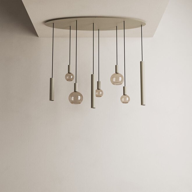 Hanglamp Riva ovaal 140 x 50 cm Quartz 2 5x E27, 3x GU10 50 mm