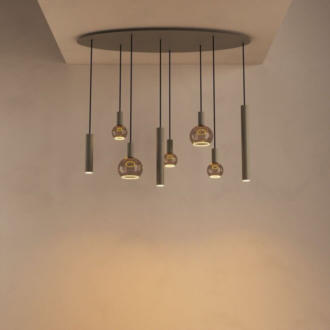 Hanglamp Riva ovaal 140 x 50 cm Quartz 2 5x E27, 3x GU10 50 mm