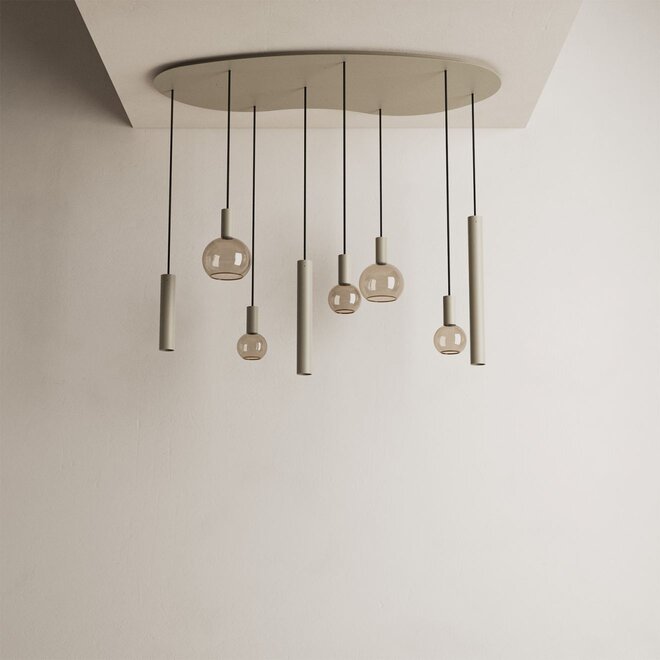 Hanglamp Riva Organisch groot 140x70 cm | 8-lichts | Quartz