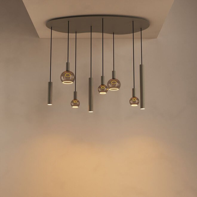 Hanglamp Riva Organisch groot 140x70 cm | 8-lichts | Quartz