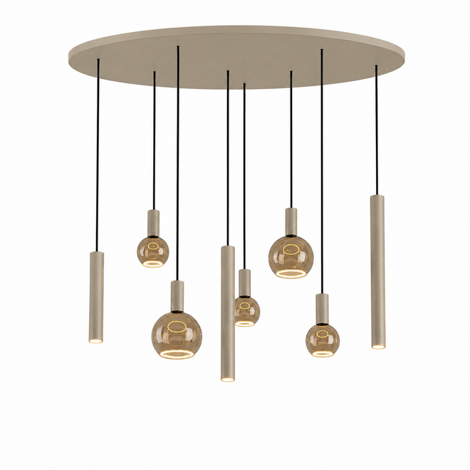 Hanglamp Riva ovaal 140 x 50 cm Quartz 2 5x E27, 3x GU10 50 mm