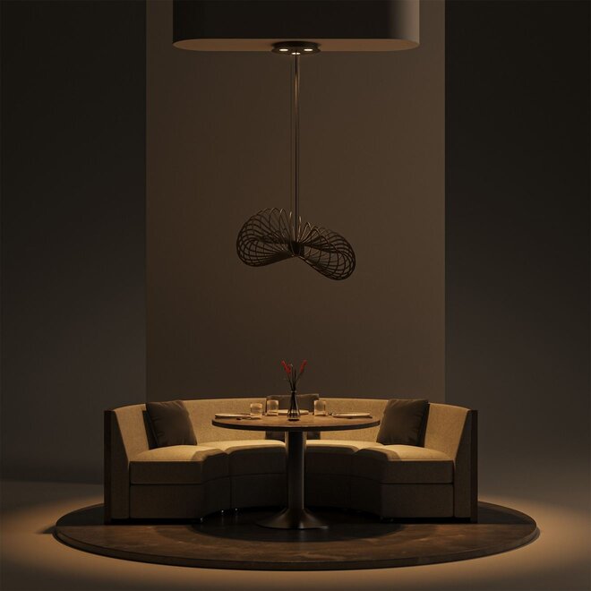 Hanglamp Ø 125cm Platinum Inclusief 4x downlight