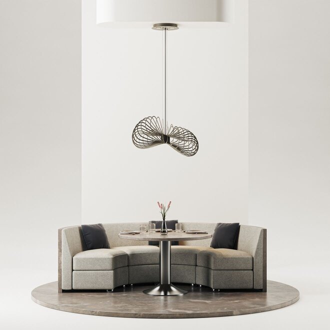 Hanglamp Ø 125cm Platinum Inclusief 4x downlight