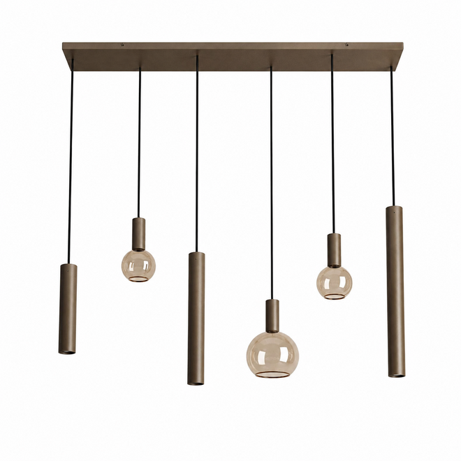 Hanglamp Riva Recht 120 cm – 6 lichts | Platinum