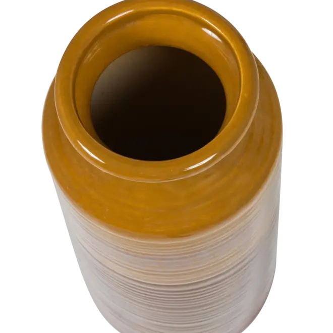 Woood Decennia XL Vaas keramiek geel/bruin 38xø17 cm