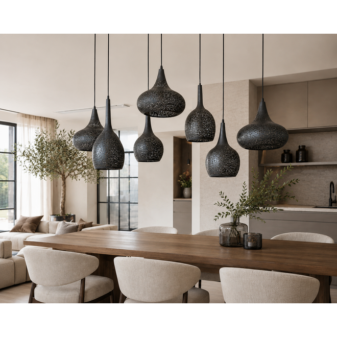 Hanglamp 4+3 zip / Artic zwart
