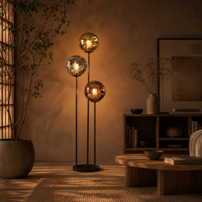 Vloerlamp 3x Ø25 stellar / Artic zwart
