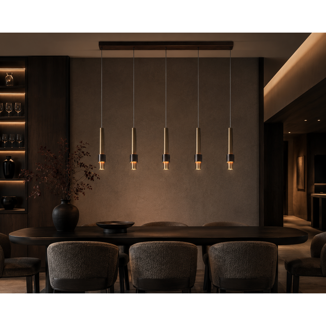 Lucide MARGARY - Hanglamp - LED Dimb. - 5x4,2W 2700K - Koffie