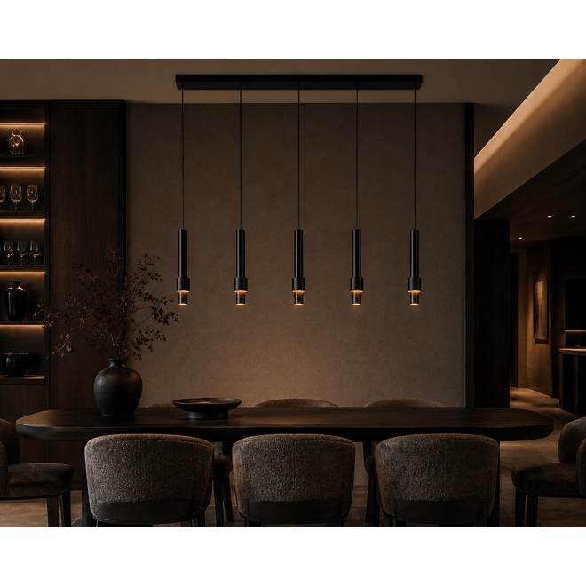 Lucide MARGARY - Hanglamp - LED Dimb. - 5x4,2W 2700K - Zwart