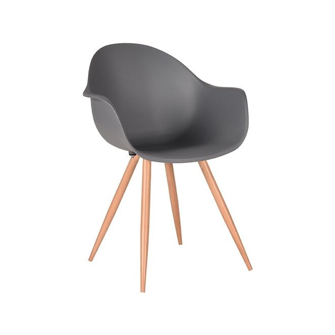 LABEL51 Eetkamerstoelen Parma - Antraciet - PP - Naturel Houtlook Frame