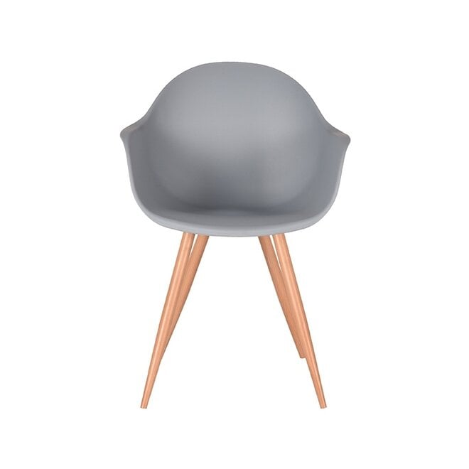 LABEL51 Eetkamerstoelen Parma - Grijs - PP - Naturel Houtlook Frame