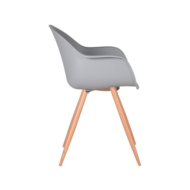 LABEL51 Eetkamerstoelen Parma - Grijs - PP - Naturel Houtlook Frame