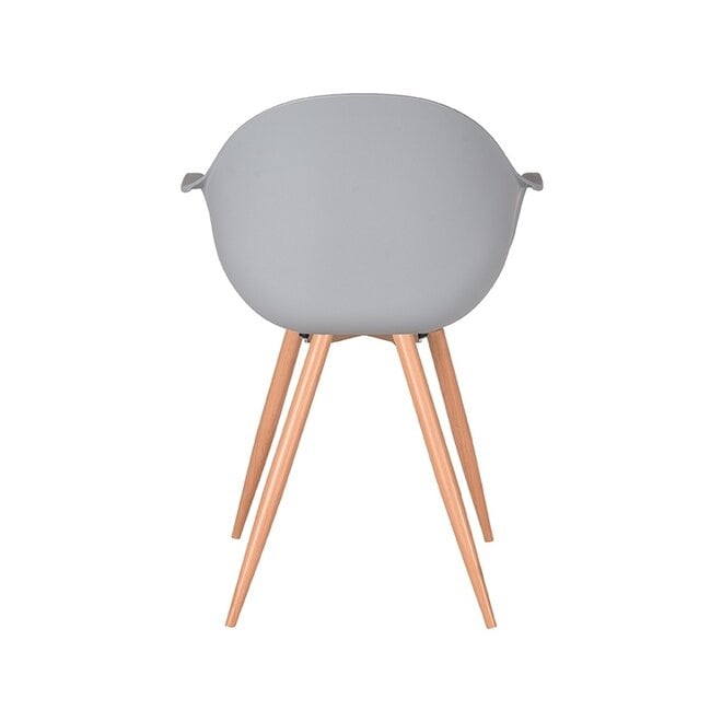 LABEL51 Eetkamerstoelen Parma - Grijs - PP - Naturel Houtlook Frame