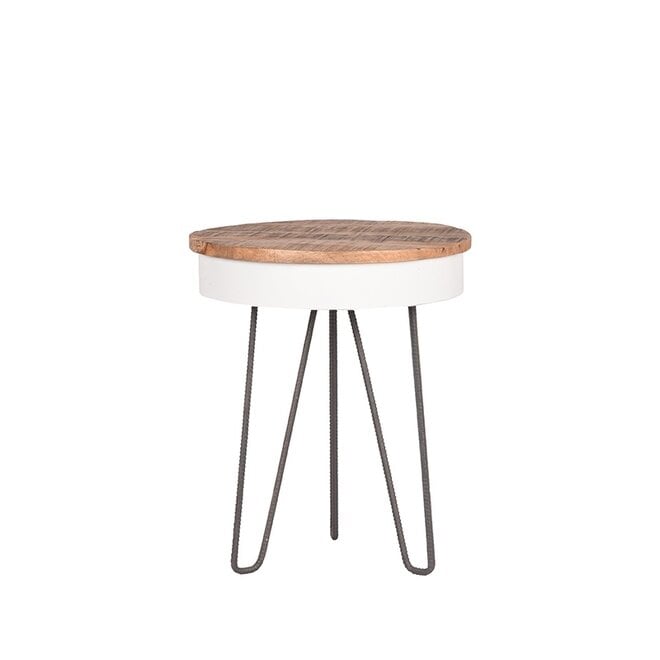 LABEL51 Bijzettafels Saria - Wit - Metaal - 44 cm - Rond