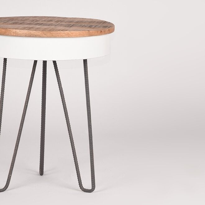 LABEL51 Bijzettafels Saria - Wit - Metaal - 44 cm - Rond