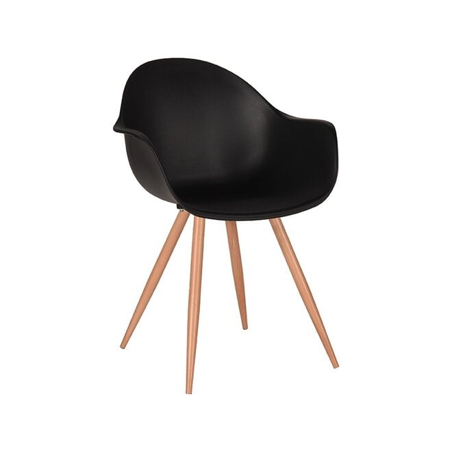 LABEL51 Eetkamerstoelen Parma - Zwart - PP - Naturel Houtlook Frame