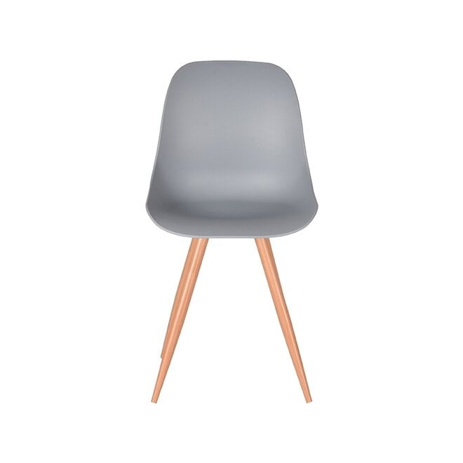 LABEL51 Eetkamerstoelen Rimini - Grijs - PP - Naturel Houtlook Frame