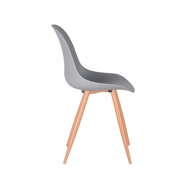 LABEL51 Eetkamerstoelen Rimini - Grijs - PP - Naturel Houtlook Frame