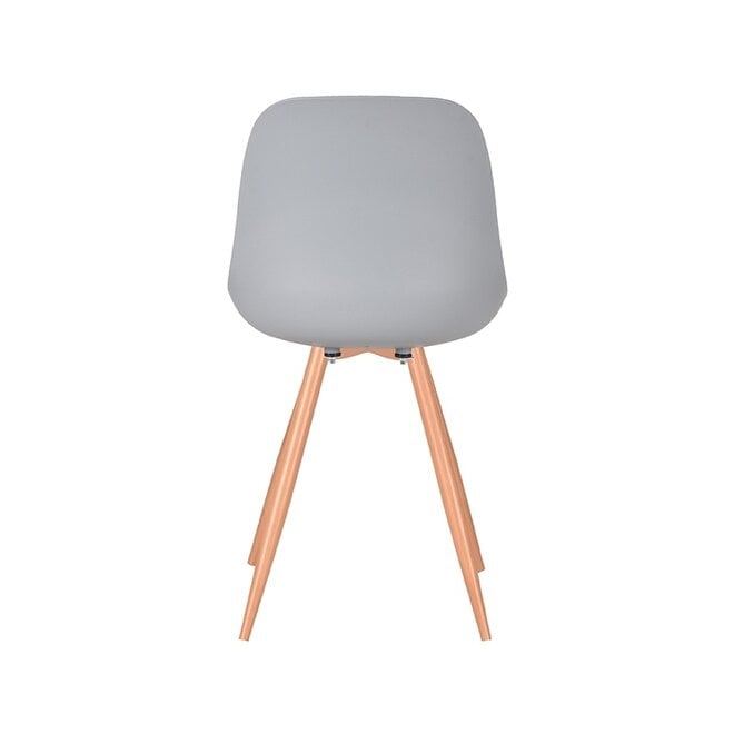 LABEL51 Eetkamerstoelen Rimini - Grijs - PP - Naturel Houtlook Frame