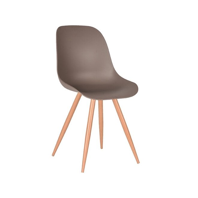 LABEL51 Eetkamerstoelen Rimini - Coffee - PP - Naturel Houtlook Frame