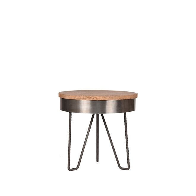 LABEL51 Bijzettafels Saran - Grijs - Metaal - 44 cm - Rond