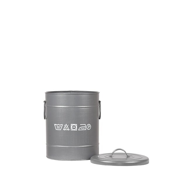 LABEL51 Opbergdozen en manden Wasmand - Antiek Grijs - Metaal - S